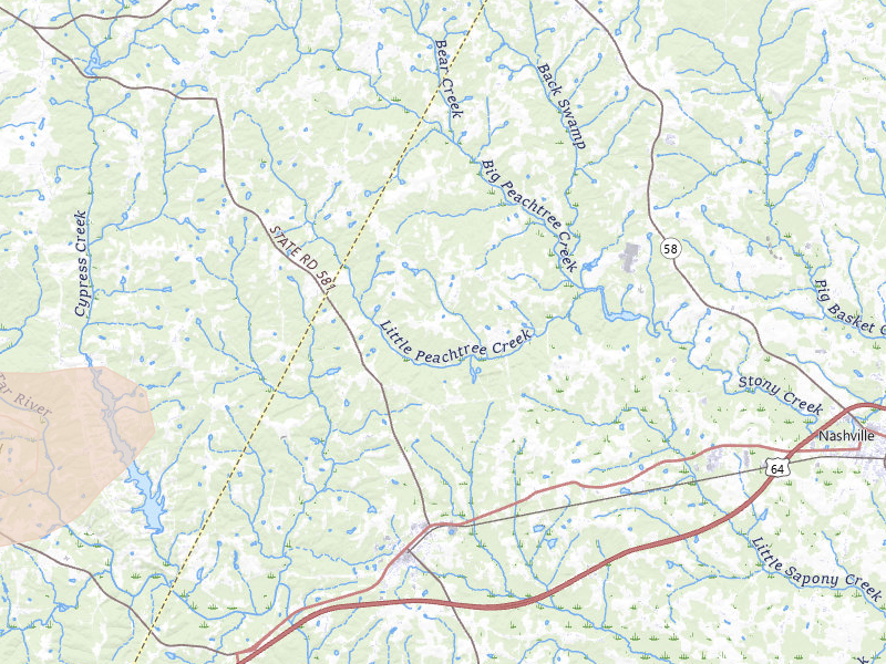 Radar-estimated hail-size map of the storm over Spring Hope, NC on Jun 27, 2026