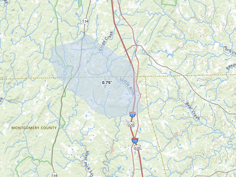 NEXRAD radar-signature map of the hail storm over Star, NC on May 27, 2026