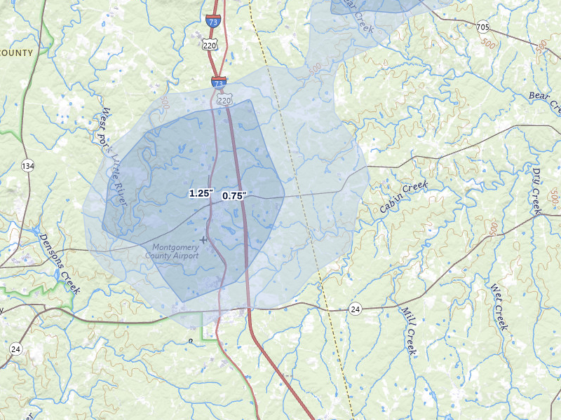 NEXRAD radar-signature map of the hail storm over Star, NC on Aug 28, 2026