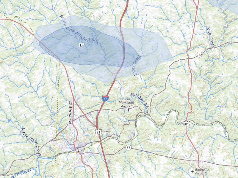 NEXRAD radar-signature map of the hail storm over State Road, NC on Aug 22, 2026