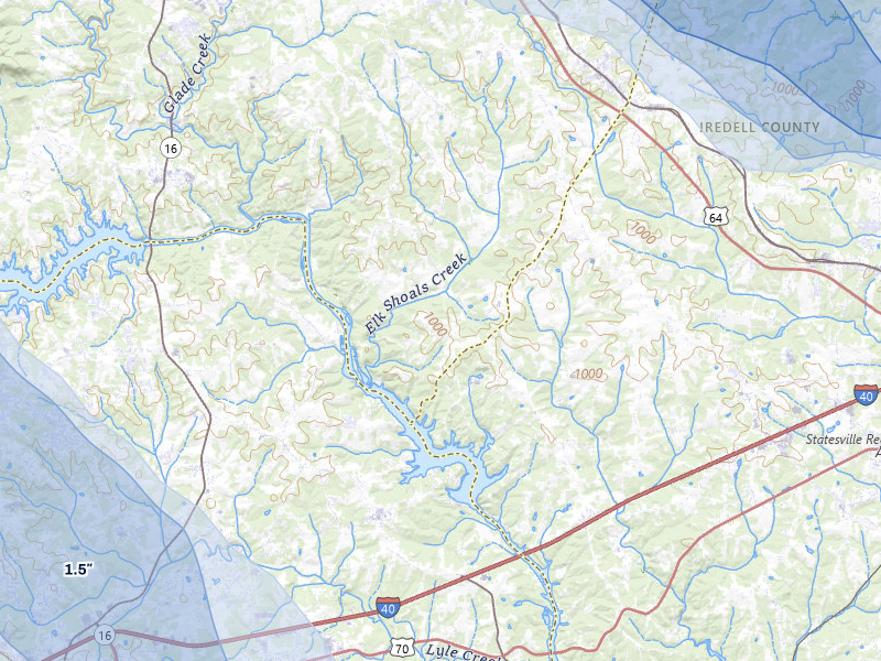 NEXRAD radar-signature map of the hail over Stony Point, NC