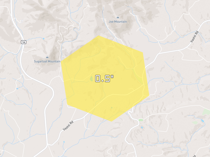 Hail map of Taylorsville, NC on Jul 8, 2026, hail up to 0.5"