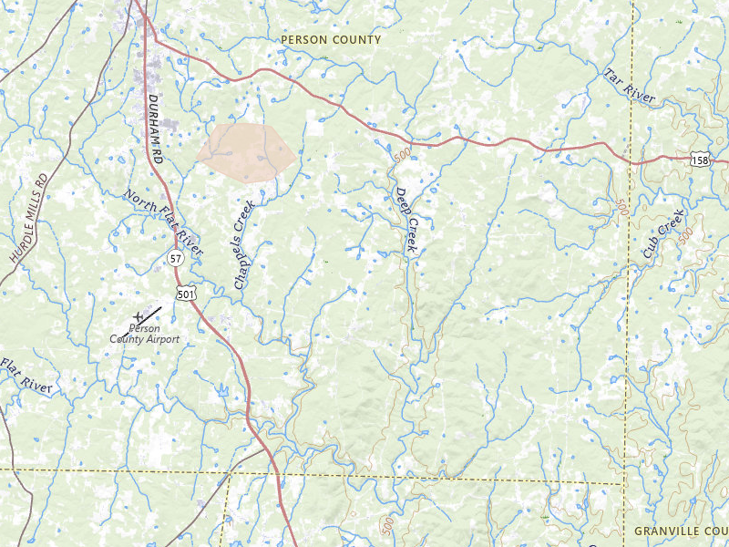 Radar-estimated hail-size map of the storm over Timberlake, NC