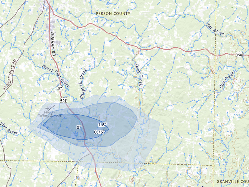 NEXRAD radar-signature map of the hail storm over Timberlake, NC on Sep 4, 2026