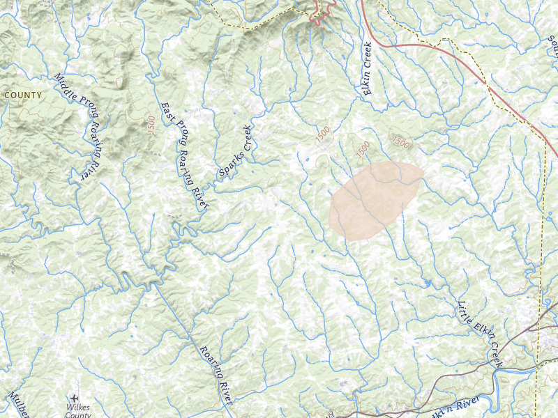 Radar-estimated hail-size map of the storm over Traphill, NC