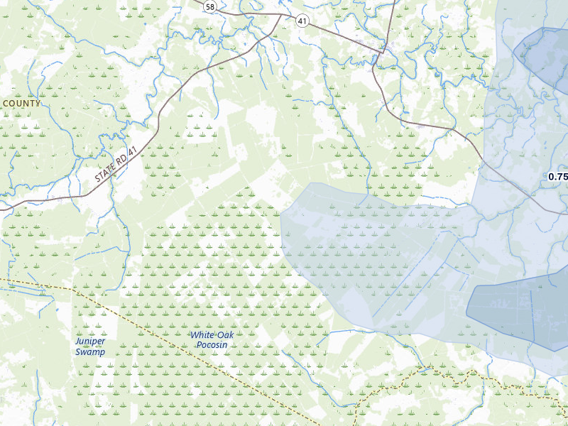 NEXRAD radar-signature map of the hail storm over Trenton, NC on Jun 27, 2026
