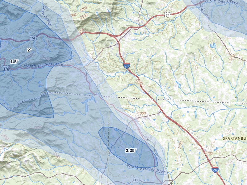 NEXRAD radar-signature map of the hail storm over Tryon, NC on Aug 20, 2026