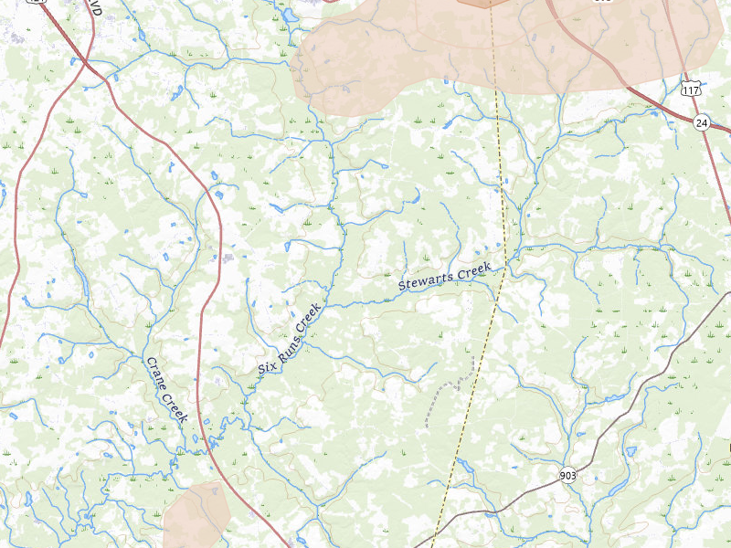 Radar-estimated hail-size map of the storm over Turkey, NC on Jul 20, 2026