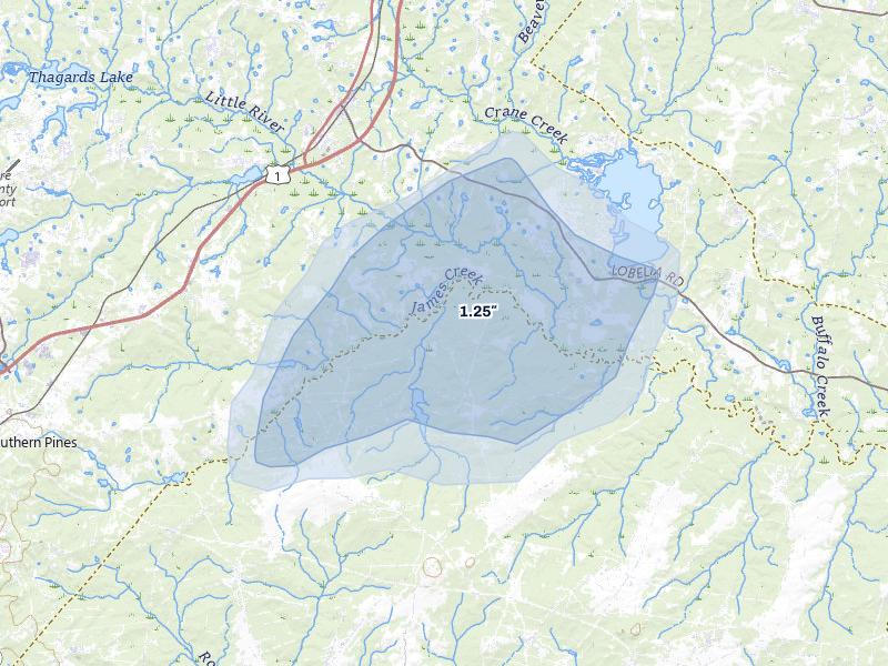 NEXRAD radar-signature map of the hail storm over Vass, NC on Aug 9, 2026
