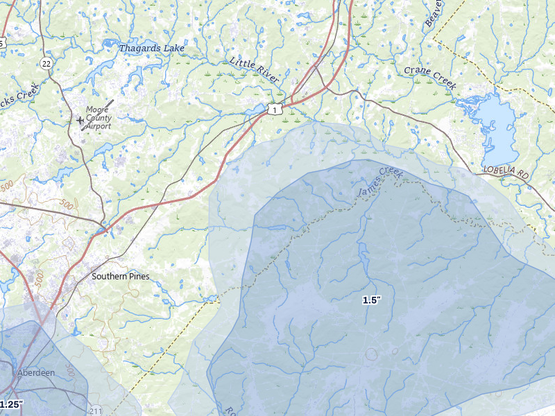 NEXRAD radar-signature map of the hail storm over Vass, NC on Aug 11, 2026