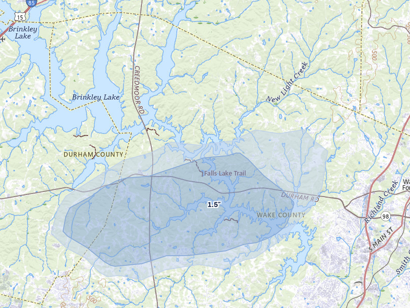 NEXRAD radar-signature map of the hail storm over Wake Forest, NC on Jun 27, 2026