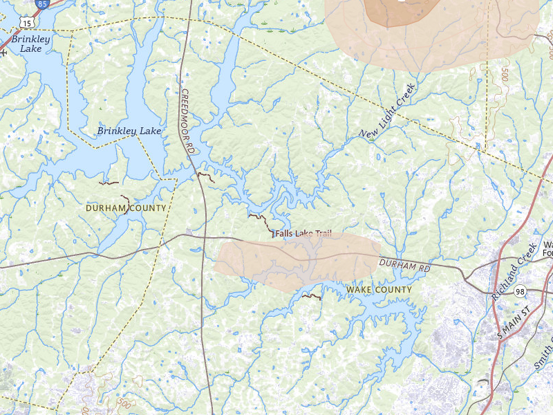 Radar-estimated hail-size map of the storm over Wake Forest, NC on Jul 19, 2026