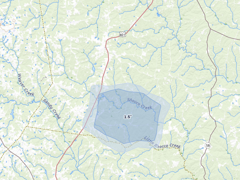 NEXRAD radar-signature map of the hail storm over Warrenton, NC on May 27, 2026