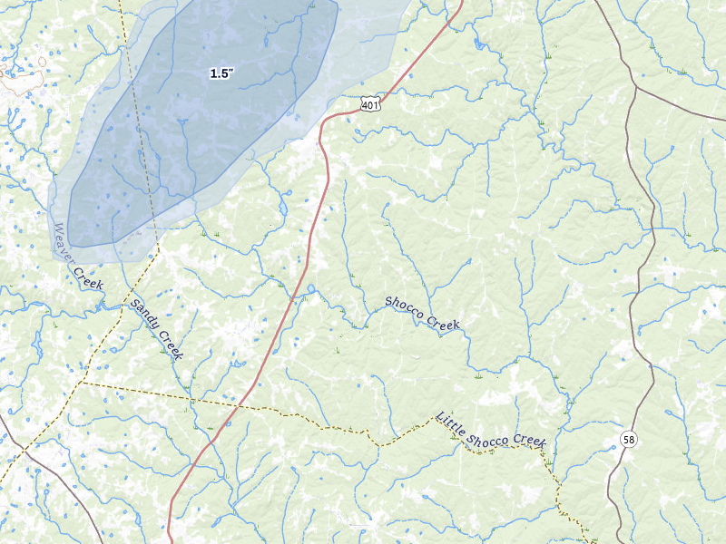 NEXRAD radar-signature map of the hail storm over Warrenton, NC on Jul 7, 2026