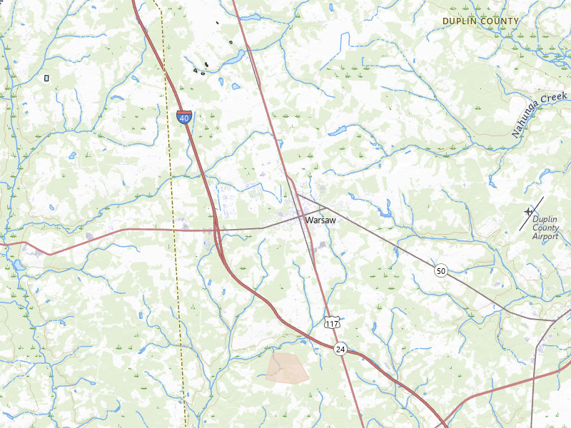 Radar-estimated hail-size map of the storm over Warsaw, NC on Jul 8, 2026