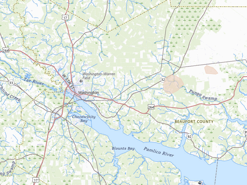 Radar-estimated hail-size map of the storm over Washington, NC on Jul 7, 2026