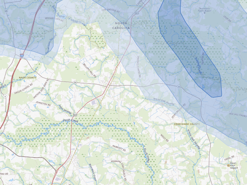 NEXRAD radar-signature map of the hail storm over Whitakers, NC on Sep 4, 2026