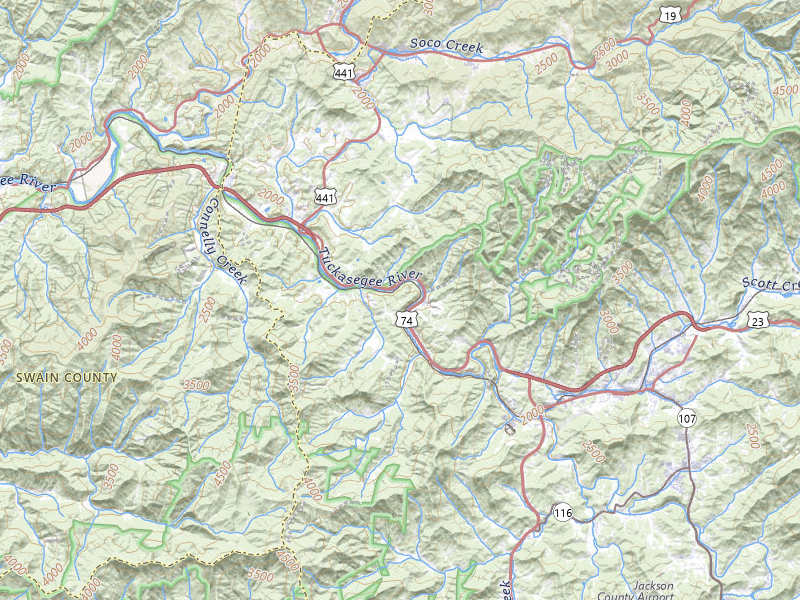 Radar-estimated hail-size map of the storm over Whittier, NC on Jul 3, 2026