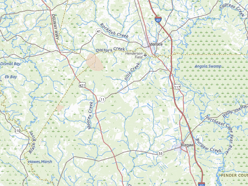 Radar-estimated hail-size map of the storm over Willard, NC on May 30, 2026