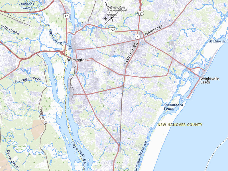 Radar-estimated hail-size map of the storm over Wilmington, NC