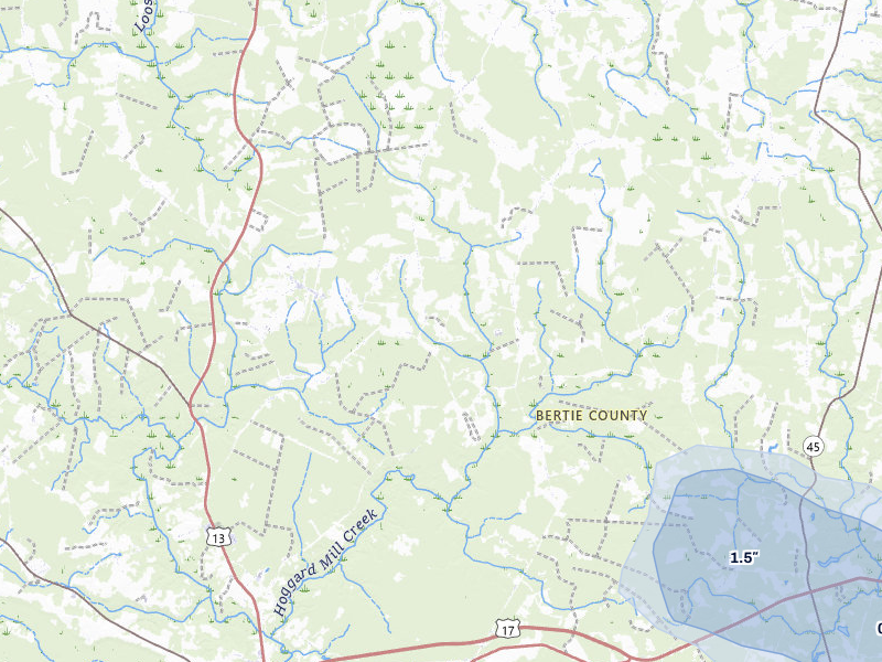NEXRAD radar-signature map of the hail storm over Windsor, NC on Jun 27, 2026