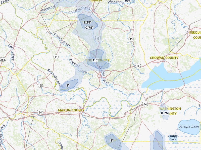 NEXRAD radar-signature map of the hail storm over Windsor, NC on Aug 20, 2026