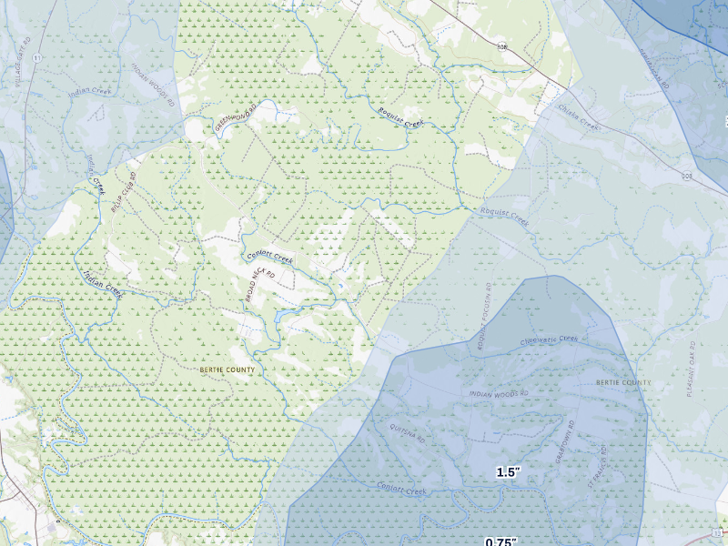 NEXRAD radar-signature map of the hail storm over Windsor, NC on Sep 4, 2026