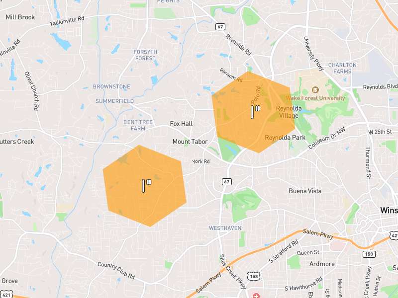 Hail map of Winston Salem, NC on Jul 5, 2026, hail up to 1"