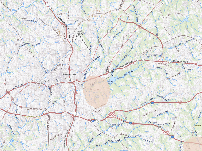 Radar-estimated hail-size map of the storm over Winston-Salem, NC