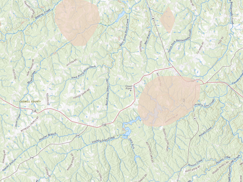 Radar-estimated hail-size map of the storm over Yanceyville, NC