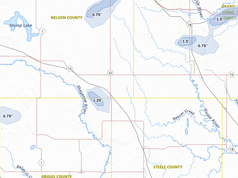 NEXRAD radar-signature map of the hail storm over Aneta, ND on Jul 30, 2026