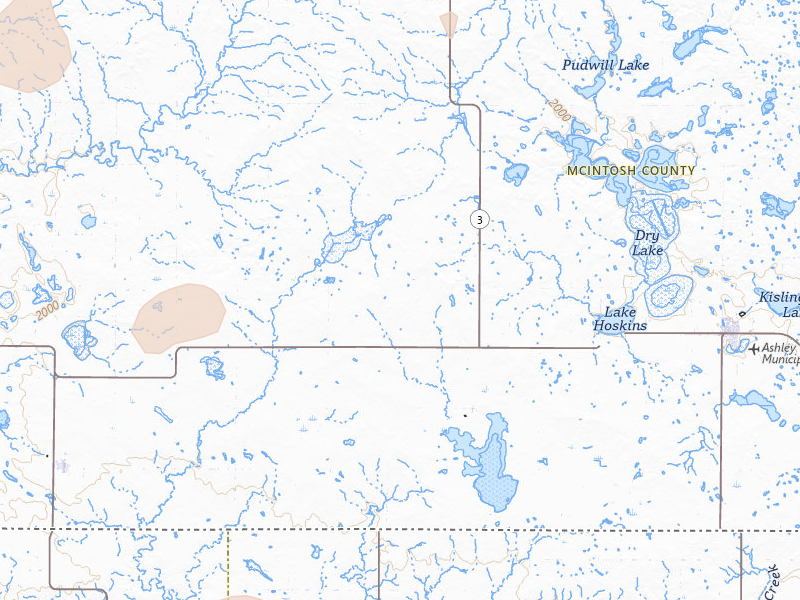 Radar-estimated hail-size map of the storm over Ashley, ND on Jul 2, 2026