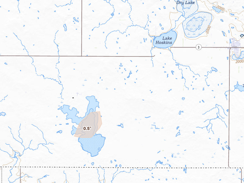 Radar-estimated hail-size map of the storm over Ashley, ND