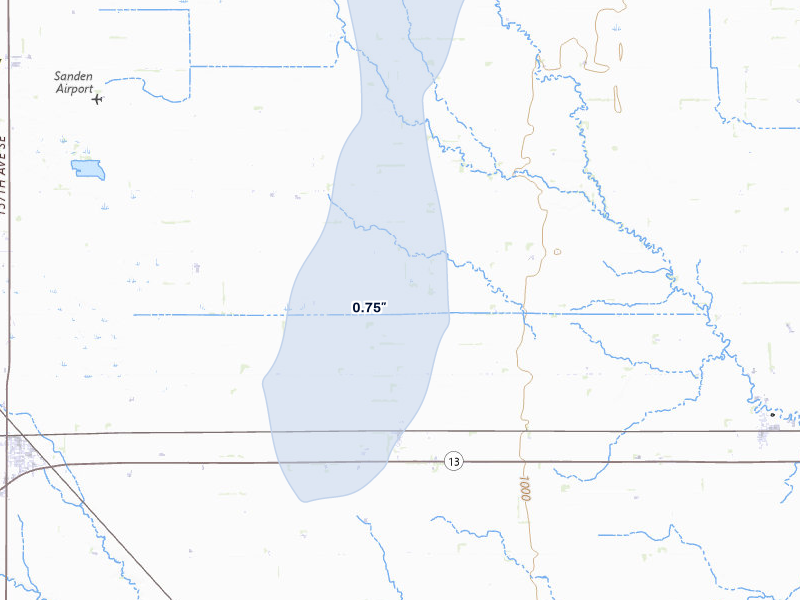 NEXRAD radar-signature map of the hail storm over Barney, ND on Jun 29, 2026