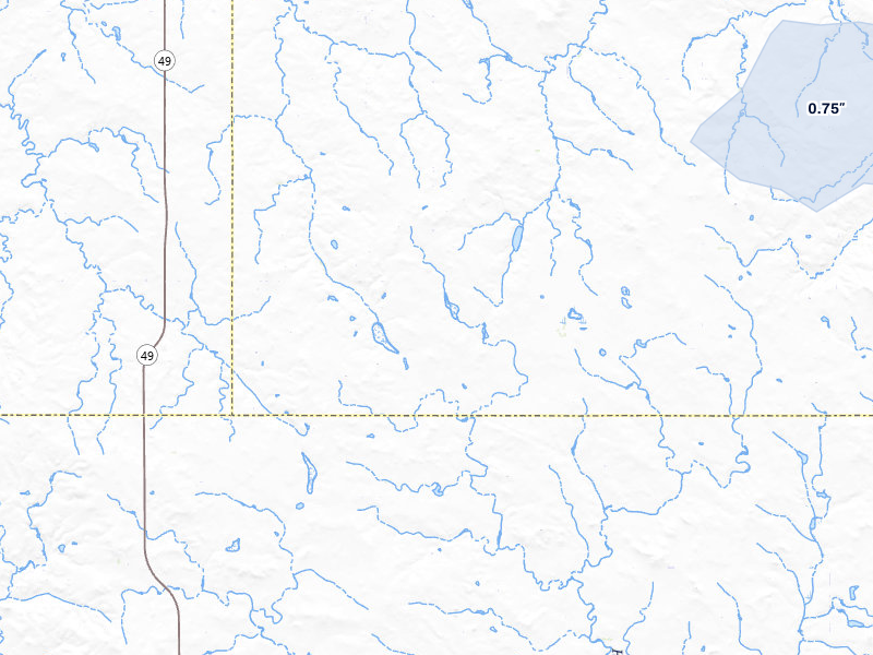 NEXRAD radar-signature map of the hail storm over Beulah, ND on Aug 30, 2026