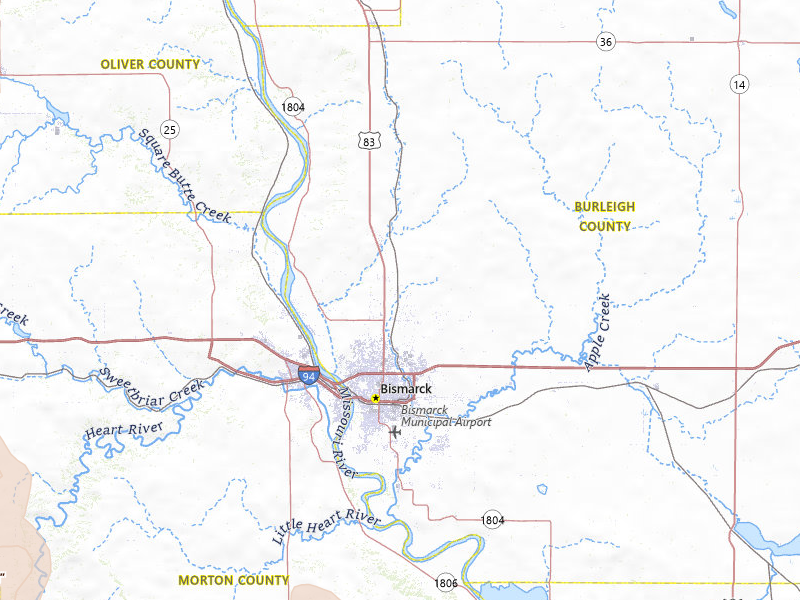 Radar-estimated hail-size map of the storm over Bismarck, ND on Jun 27, 2026