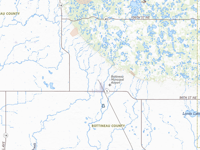 Radar-estimated hail-size map of the storm over Bottineau, ND on May 27, 2026