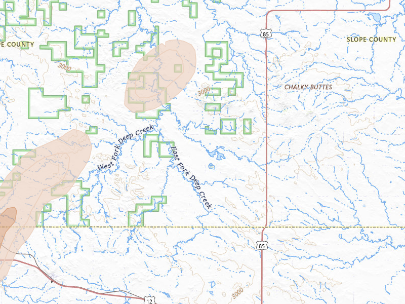 Radar-estimated hail-size map of the storm over Bowman, ND on Jun 2, 2026