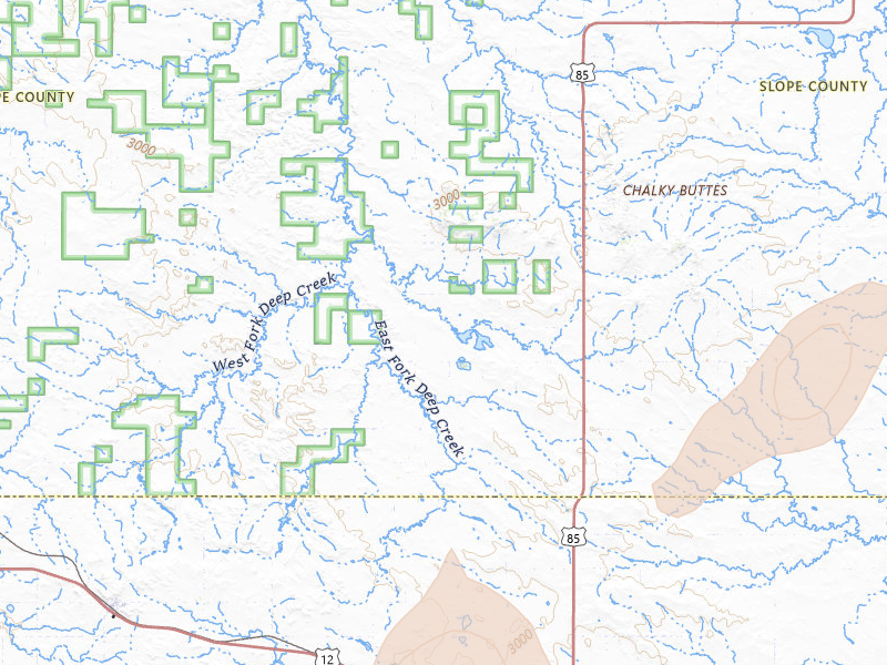 Radar-estimated hail-size map of the storm over Bowman, ND on Jul 6, 2026