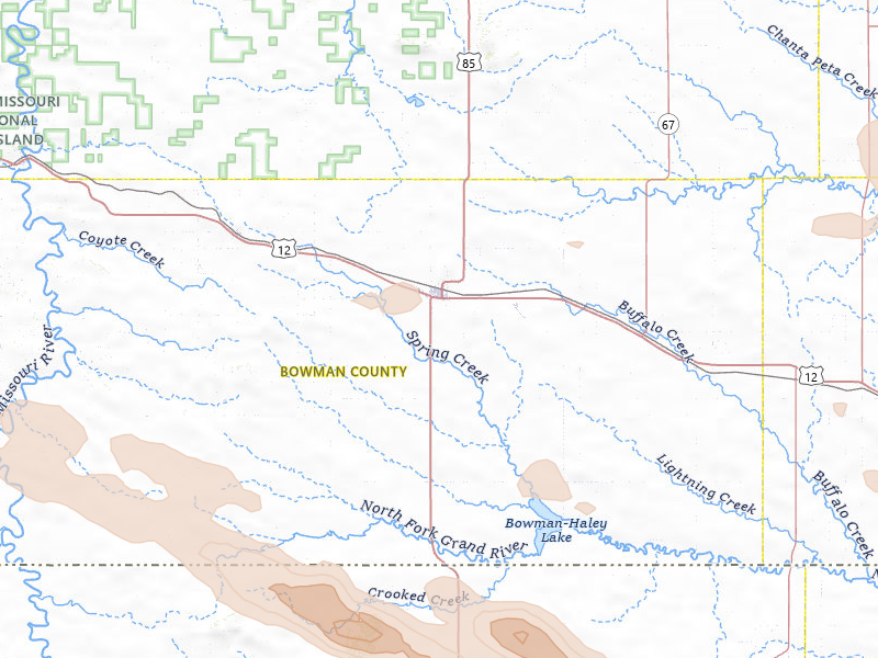 Radar-estimated hail-size map of the storm over Bowman, ND on Aug 17, 2026