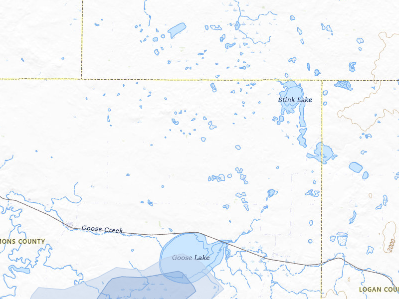 NEXRAD radar-signature map of the hail over Braddock, ND