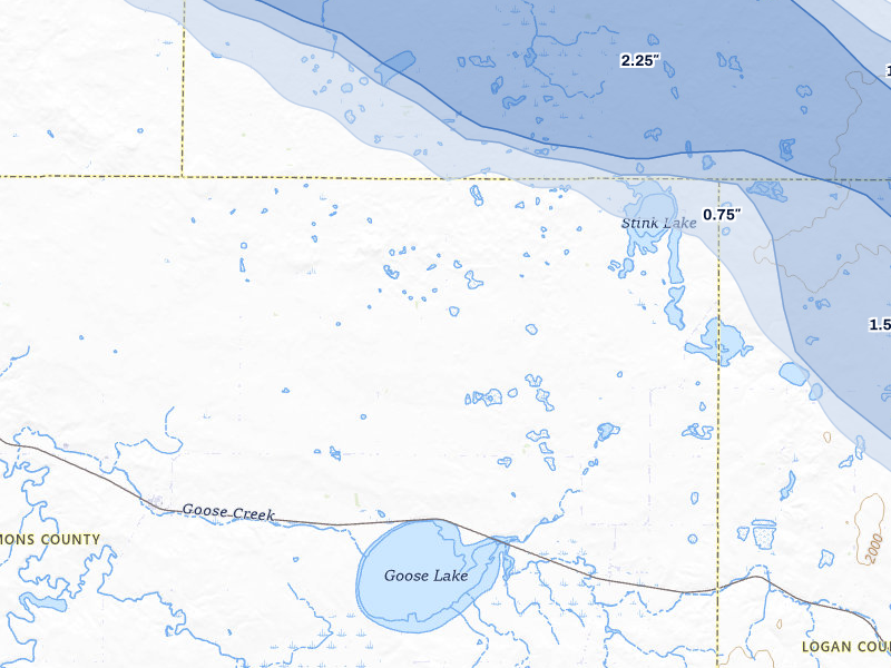 NEXRAD radar-signature map of the hail storm over Braddock, ND on Jul 24, 2026