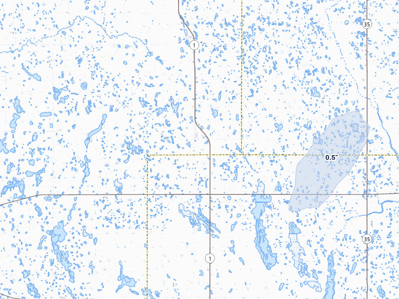 NEXRAD radar-signature map of the hail storm over Brocket, ND on Apr 22, 2026