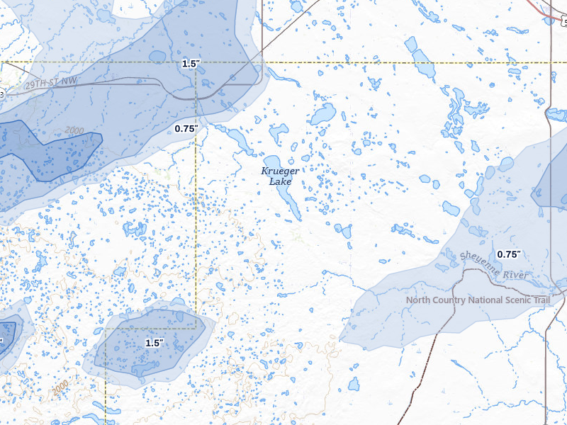 NEXRAD radar-signature map of the hail storm over Butte, ND on Jun 28, 2026