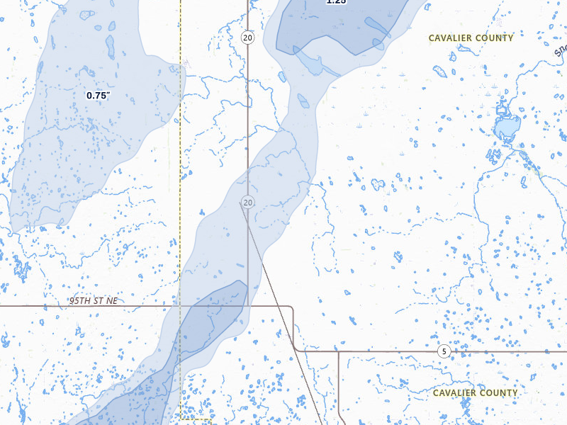 NEXRAD radar-signature map of the hail storm over Calvin, ND on Jun 29, 2026