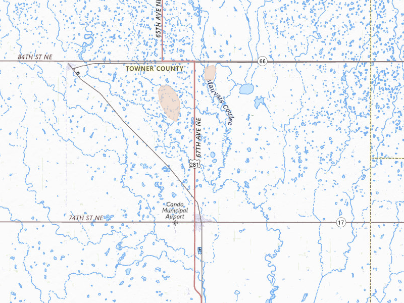 Radar-estimated hail-size map of the storm over Cando, ND on Jun 29, 2026