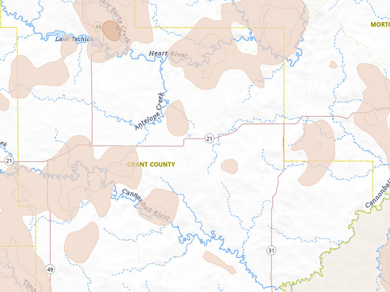 Radar-estimated hail-size map of the storm over Carson, ND on Jun 27, 2026