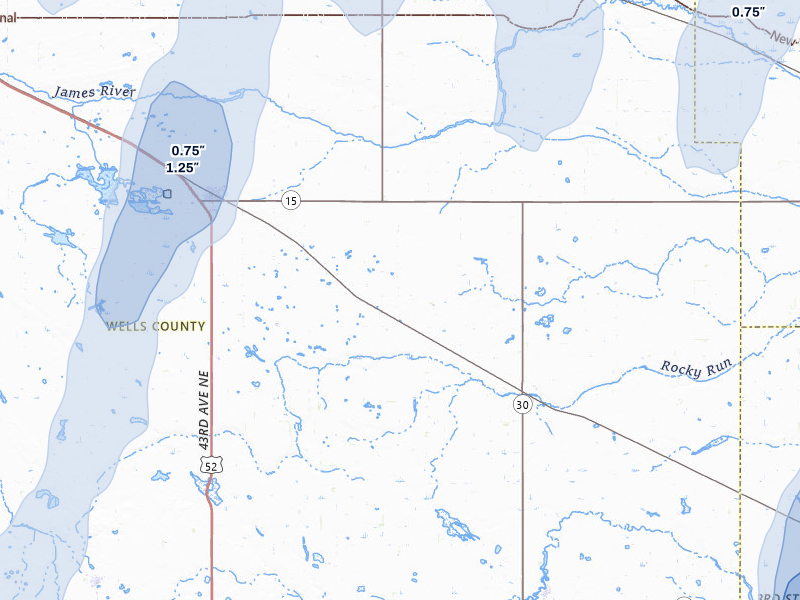 NEXRAD radar-signature map of the hail storm over Cathay, ND on Jun 29, 2026