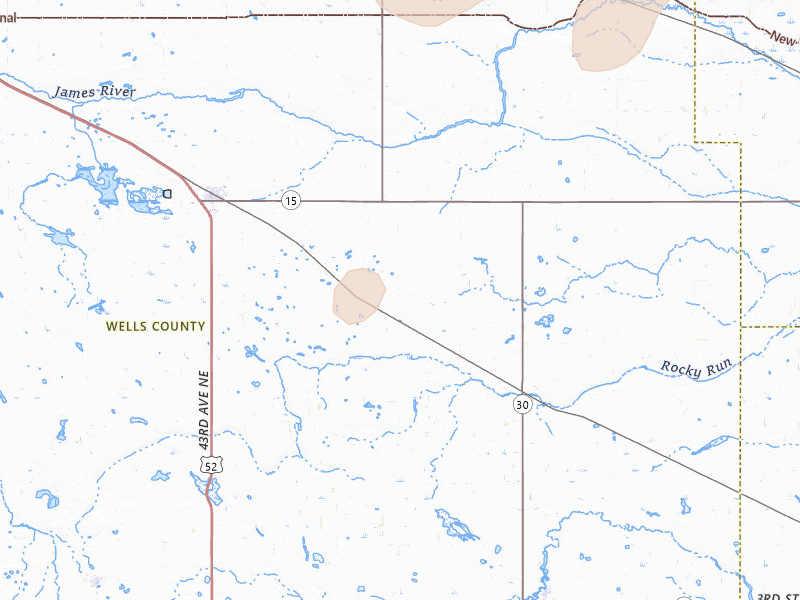 Radar-estimated hail-size map of the storm over Cathay, ND on Jul 30, 2026