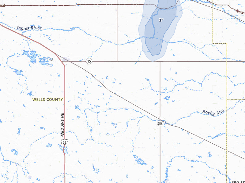 NEXRAD radar-signature map of the hail storm over Cathay, ND on Jul 30, 2026